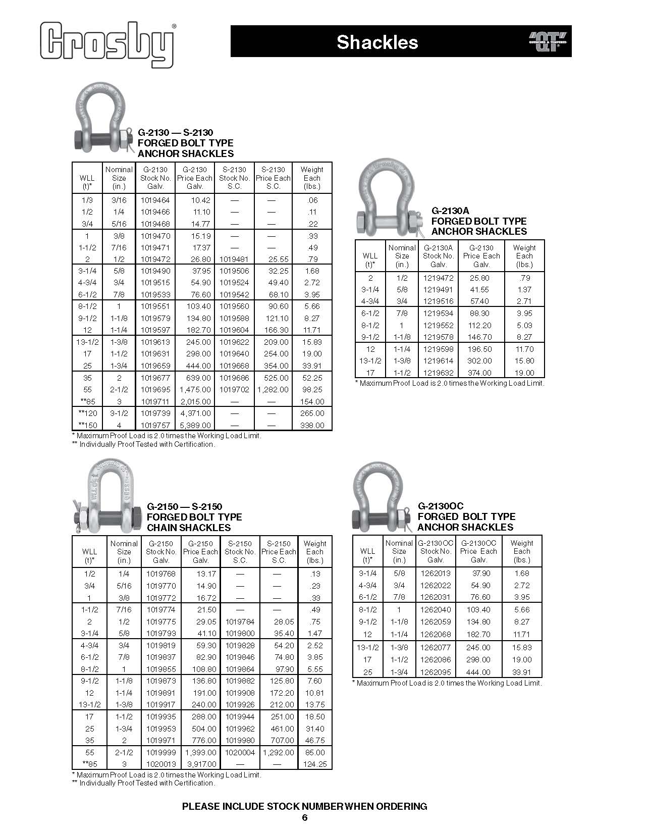 Crosby Forged Bolt Type Anchor Shackles